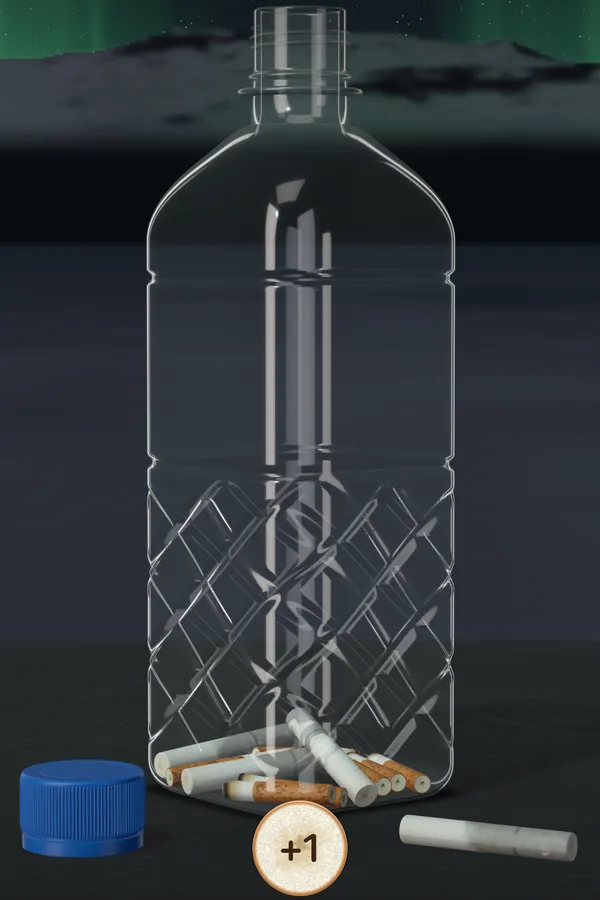 App screenshot: the bottle in the Aurora scene