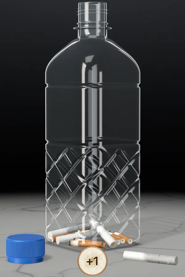 App screenshot: the bottle in the Marble scene