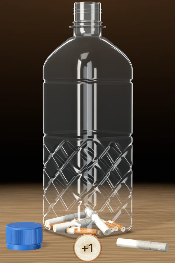 App screenshot: the bottle in the Light oak scene
