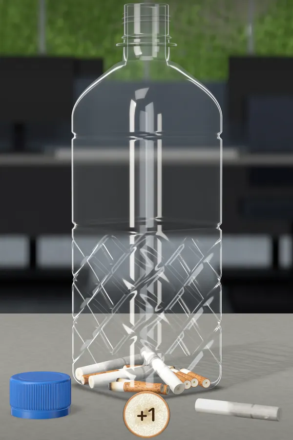 App screenshot: the bottle in the Office scene